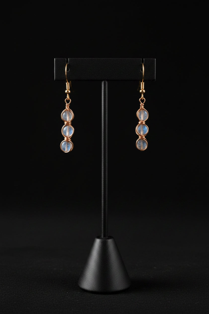 Labradorite copper wrapped earring with 14kt gold hook