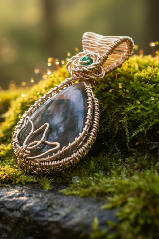 Moss agate pendant