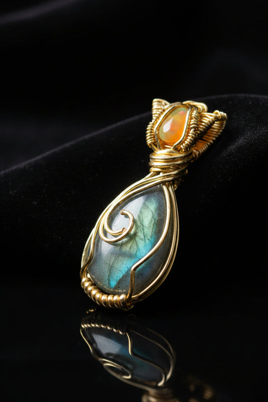 Labradorite and opal pendant