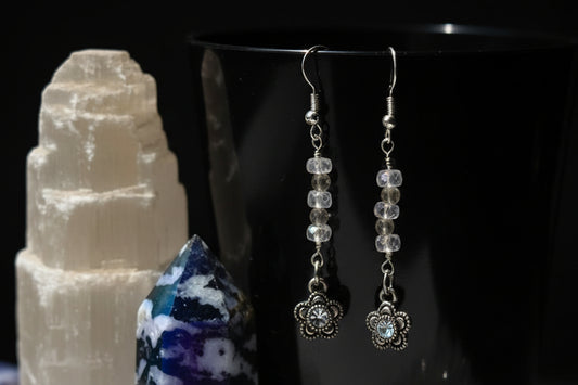 Moonstone and labradorite  flower earrings