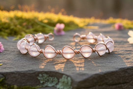 Rose quartz and copper bracelet