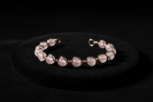 Rose quartz and copper bracelet
