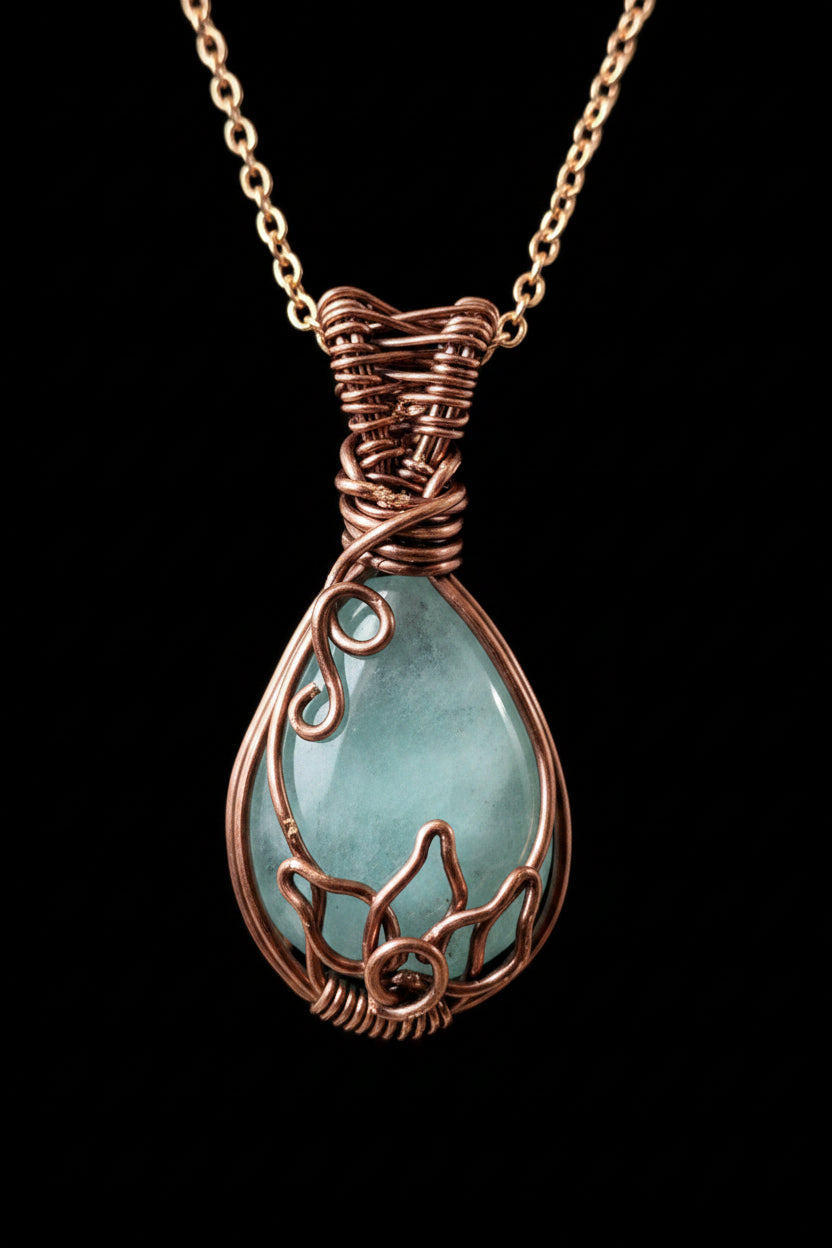 Aquamarine copper pendant