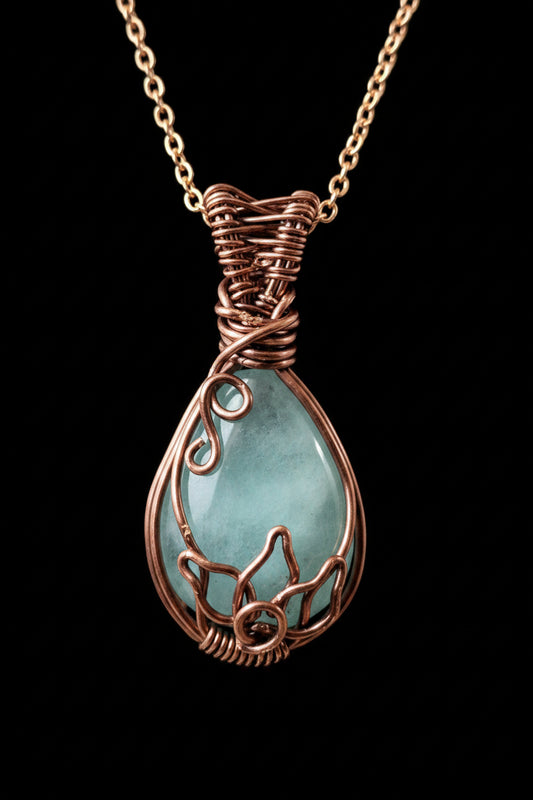 Aquamarine copper pendant