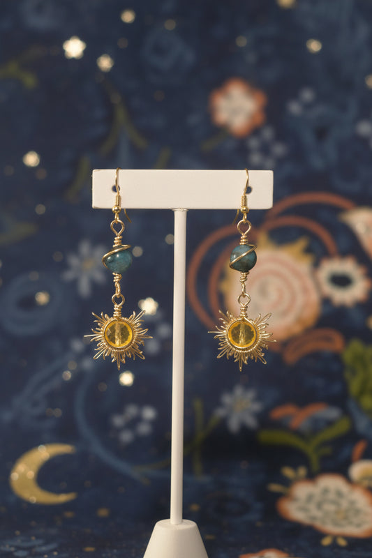 Citrine and Jasper Saturn and Sun earrings ✨️