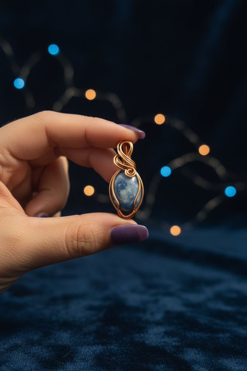 Owyhee Blue Opal and copper pendant