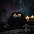 Chrysocolla and copper pumpkin earrings with 14kt gold hooks