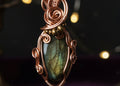 Labradorite wrapped in copper
