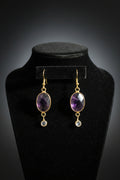 Amethyst and labradorite dangle earring on 14kt gold hook