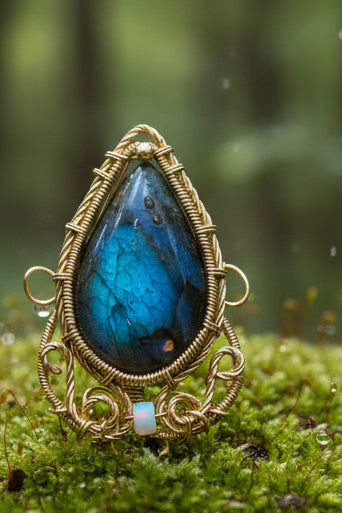 Labradorite and opal pendant