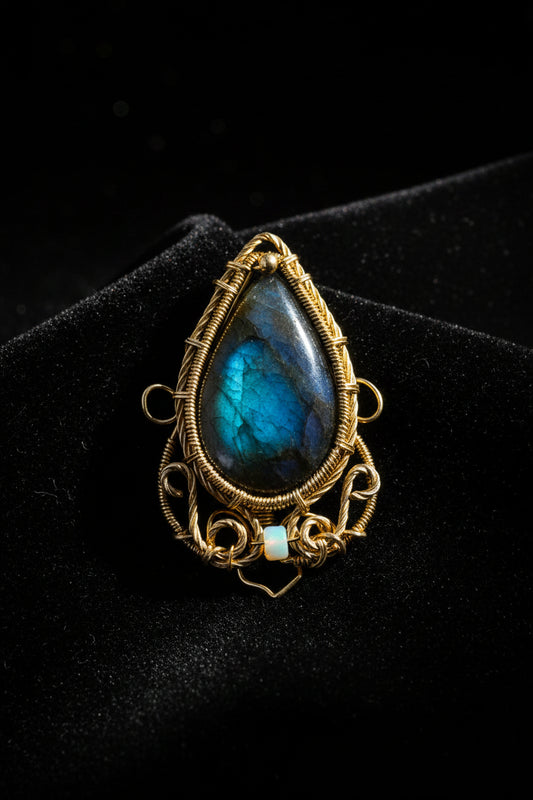 Labradorite and opal pendant