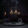 Jasper and gold tone pumpkin earrings with 14kt gold hooks