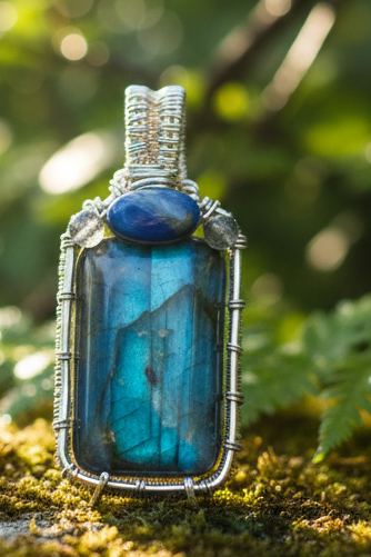 Labradorite and kyanite pendant