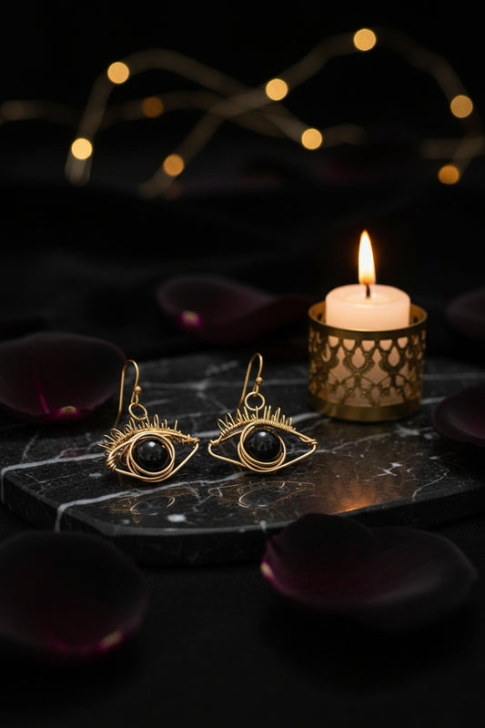 Golden sheen obsidian earrings ✨️