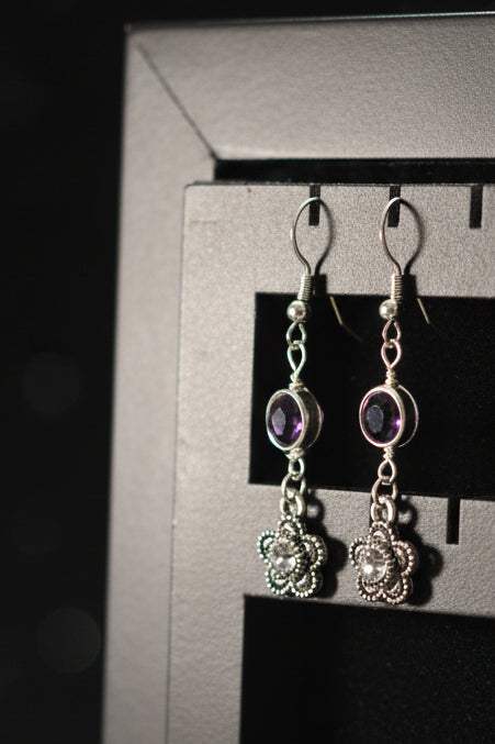 Amethyst silver toned stainless steel earrings ✨️