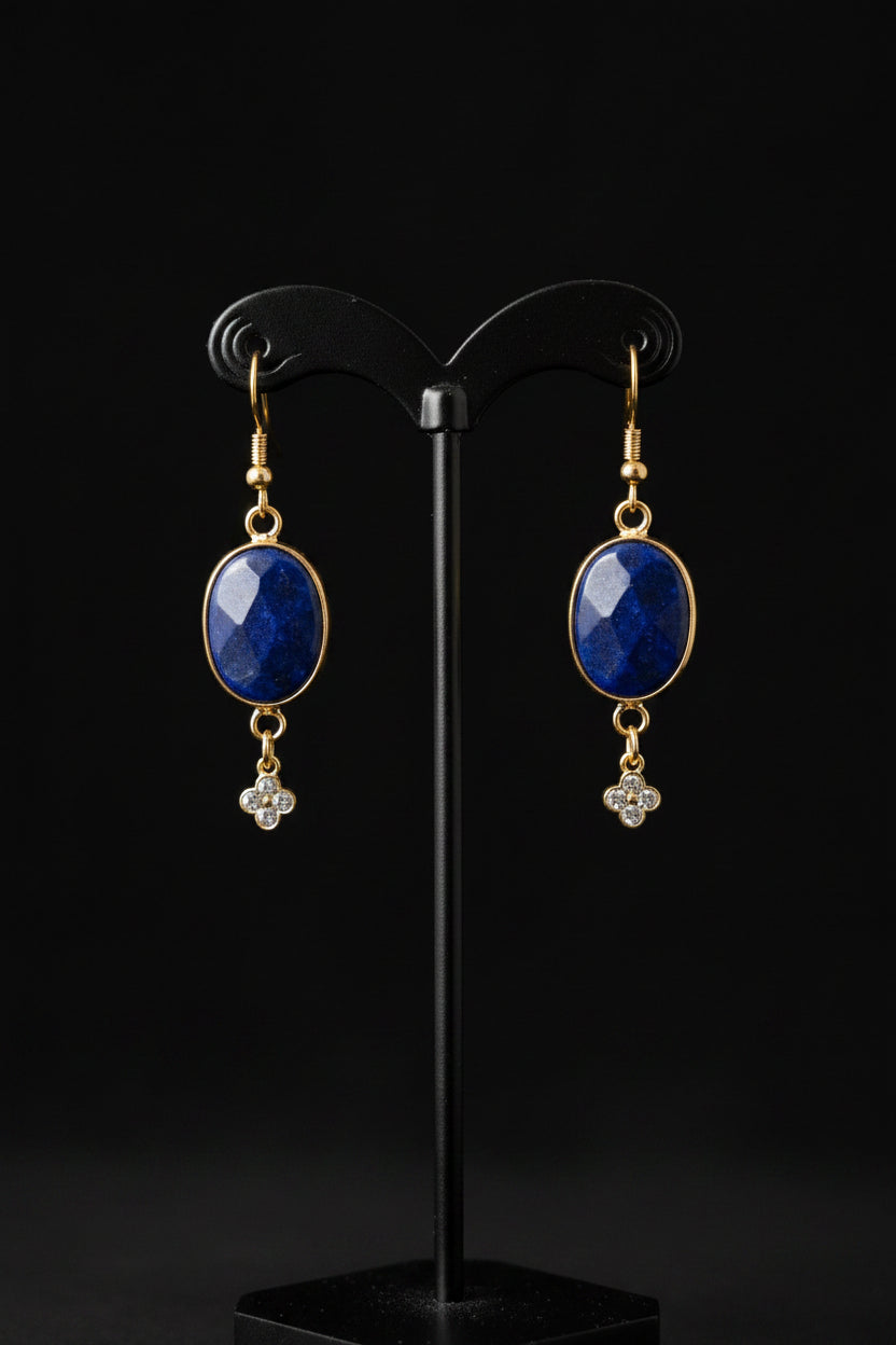 Blue lapis lazuli  dangle earring with 14kt gold hook