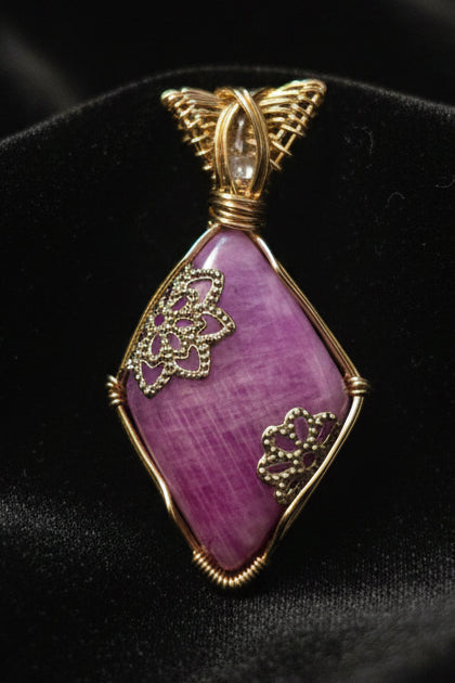 PINK rainbow moonstone with quartz bail
