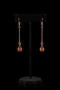 Fire agate copper wrapped dangle earrings with gold ear hook
