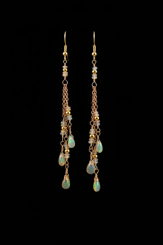 Opal dangle earrings ✨️  with 18kt gold plated findings